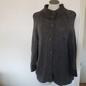 Croft & Barrow Charcoal Gray Mock Neck Quarter Sleeve Women's Sweater Size L